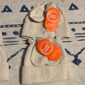 Wonder Nation Cream Knit Hat and Mitten Set with Tags!  Brand New! 2 sets!